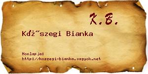 Kőszegi Bianka névjegykártya
